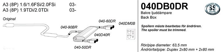 Simons Dual Power Einddemper Audi A3 8P 2003>