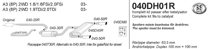 Simons Dual Power Uitlaatsysteem af kat. VW Golf V 2003>