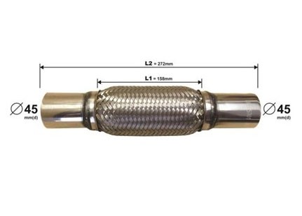 Flexibel Uitlaatstuk 158mm 45mm aansluiting