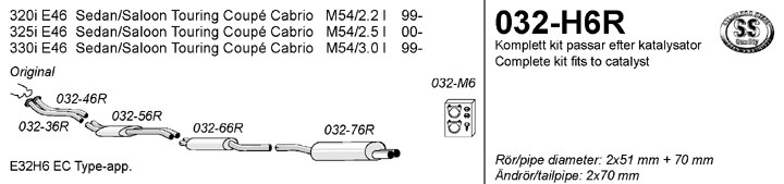 Simons Uitlaatsysteem af kat. BMW 3-serie E46 2000-2005