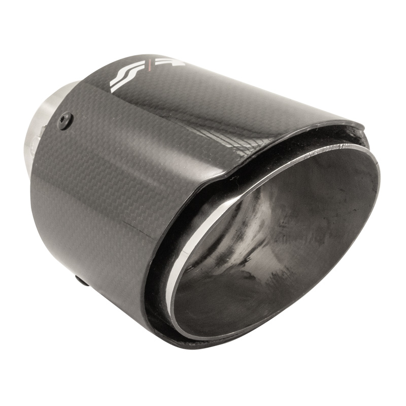 Simoni Racing Uitlaatsierstuk Rond/Schuin Glanzend-Carbon+RVS - Ø102xL155mm - Montage 63mm