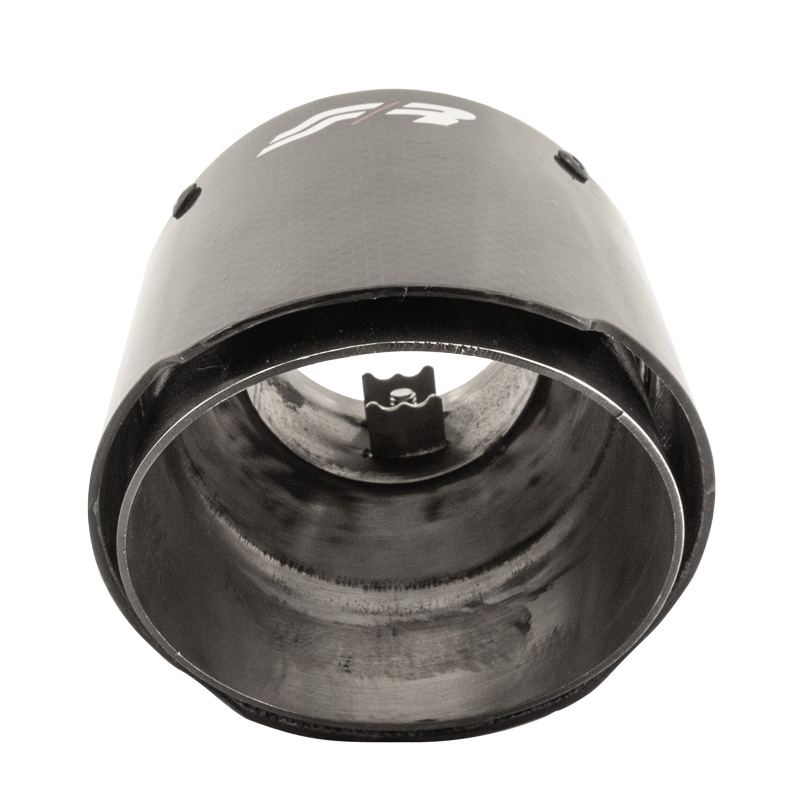 Simoni Racing Uitlaatsierstuk Rond/Schuin Glanzend-Carbon+RVS - Ø102xL155mm - Montage 63mm