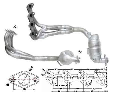 Mercedes A140 1390 cc 60 Kw / 82 cv W168 Magnaflow CAT Bouwjaar:
