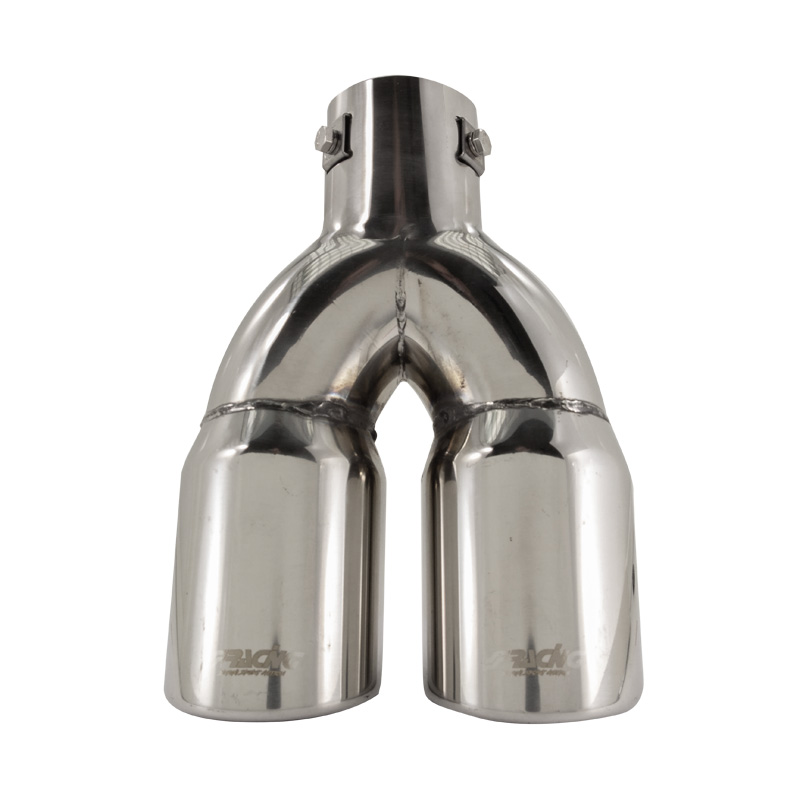 Simoni Racing Uitlaatsierstuk Dubbel Rond/Schuin RVS - Ø76xL230mm - Montage ->58mm