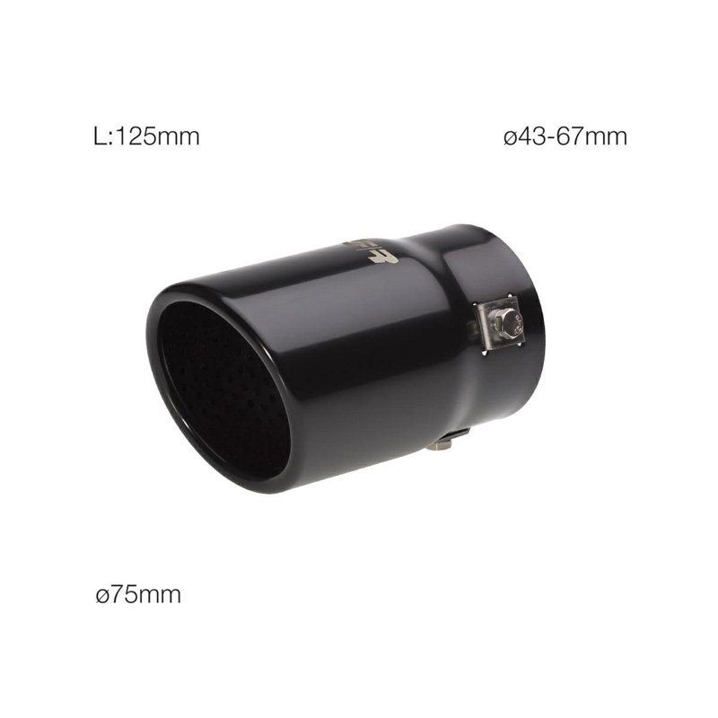 Simoni Racing Uitlaatsierstuk Ovaal/Schuin - Zwart - 76x80xL128mm - Montage ->68mm