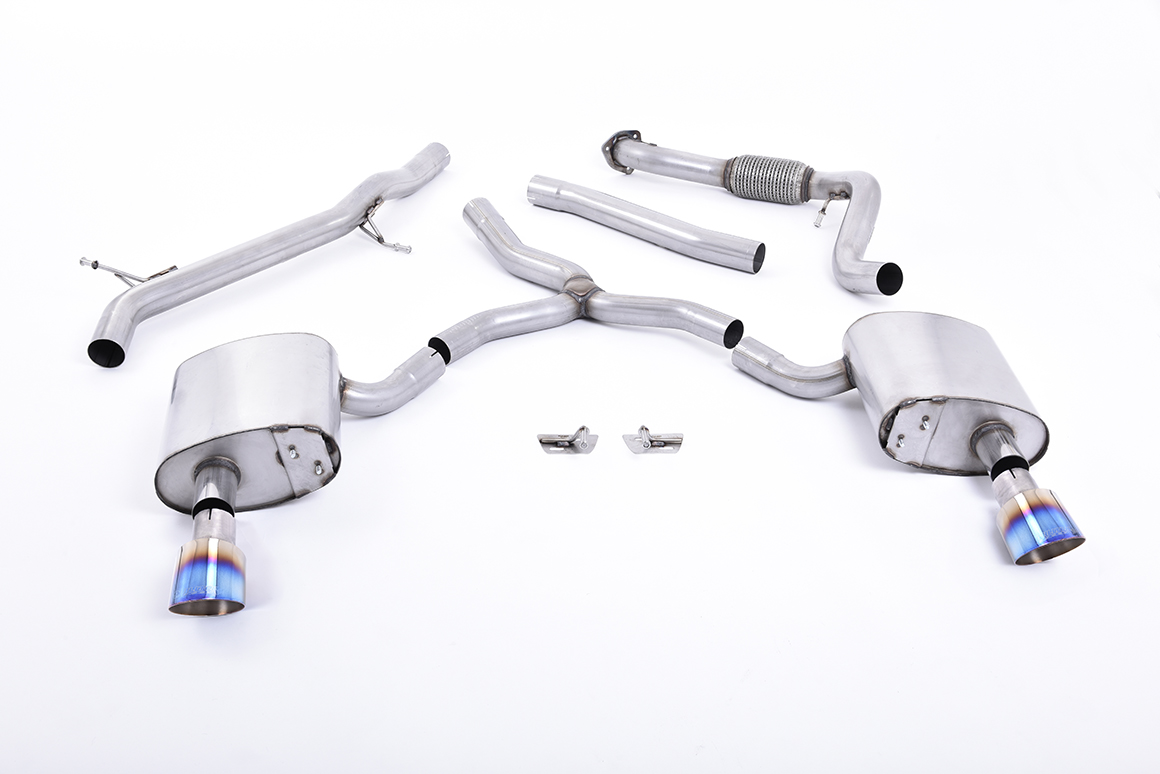 Milltek Cat-back GT-100 Burnt Titanium Trims Audi A4 2.0 TFSI B9 Quattro Saloon & Avant