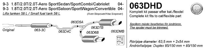 Simons Dual Power Uitlaatsysteem af kat. Saab 9-3 2004-2005