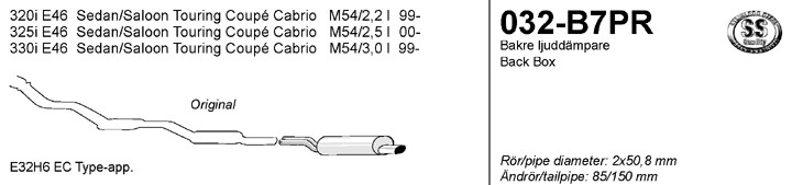 Simons Einddemper BMW 3-serie E46 2000-2005