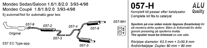 Simons Dual Power Uitlaatsysteem af kat. Ford Mondeo 1993-1998