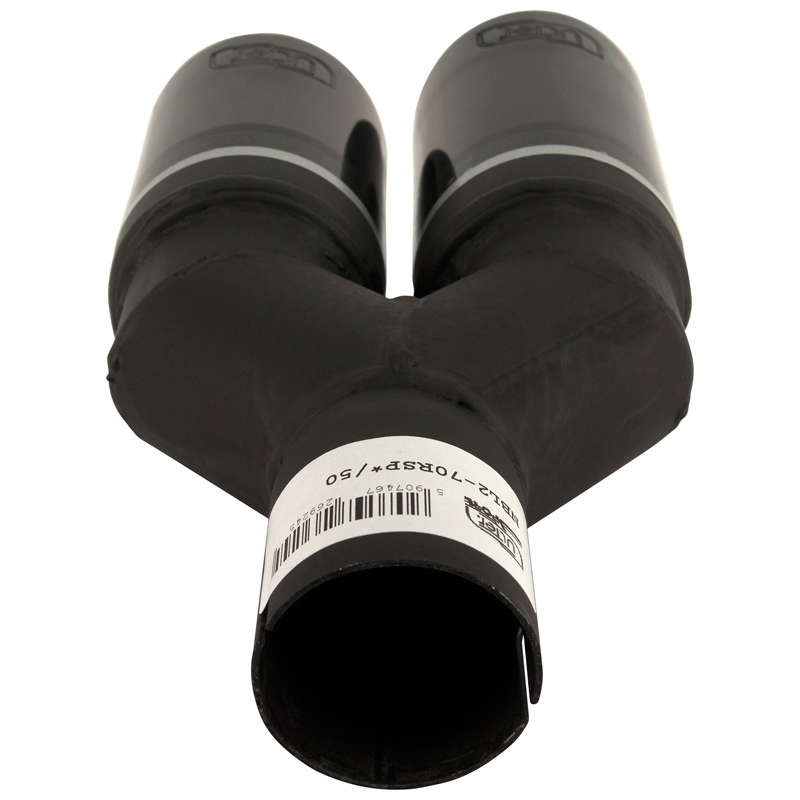 Ulter Sport Uitlaatsierstuk (rechts) - Dubbel Rond Ø70mm - Lengte 200/180mm - Montage ->50mm - RVS Zwart