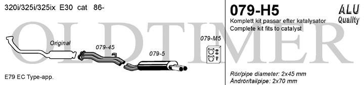 Simons Uitlaatsysteem af kat. BMW 3-serie E30 1985-1993