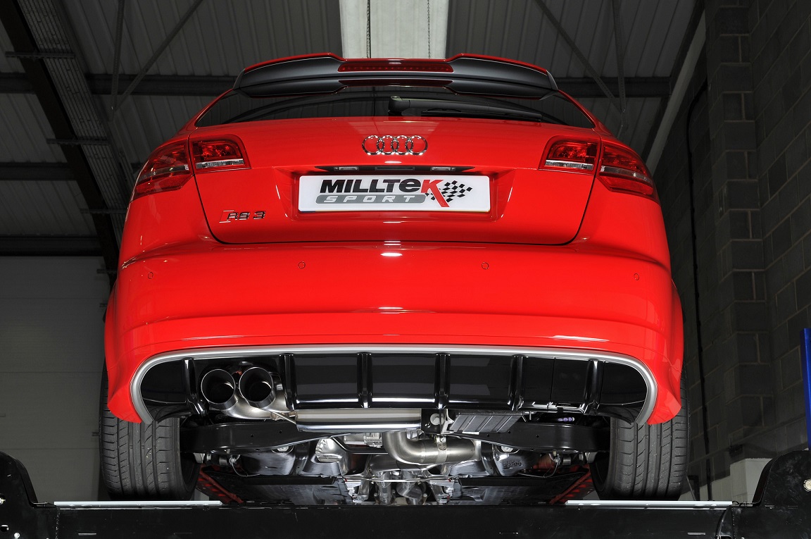 Milltek Audi RS3 8V S tronic cat-back systeem met dubbele zwarte