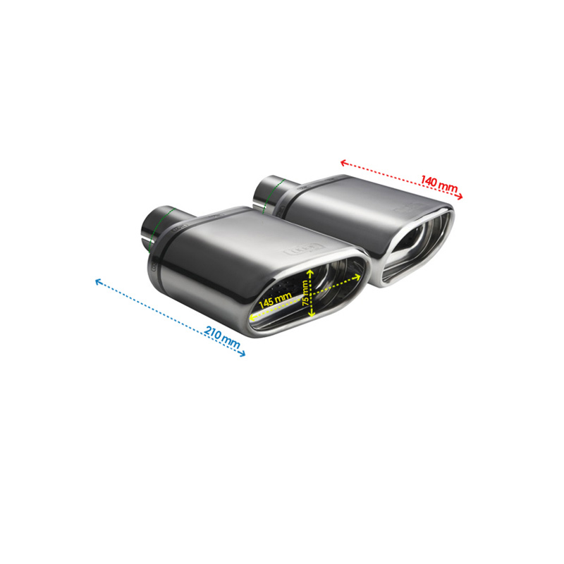 Ulter Sport Uitlaatsierstuk (links) - Ovaal 145x75mm - Lengte 140mm - Montage ->50mm - RVS