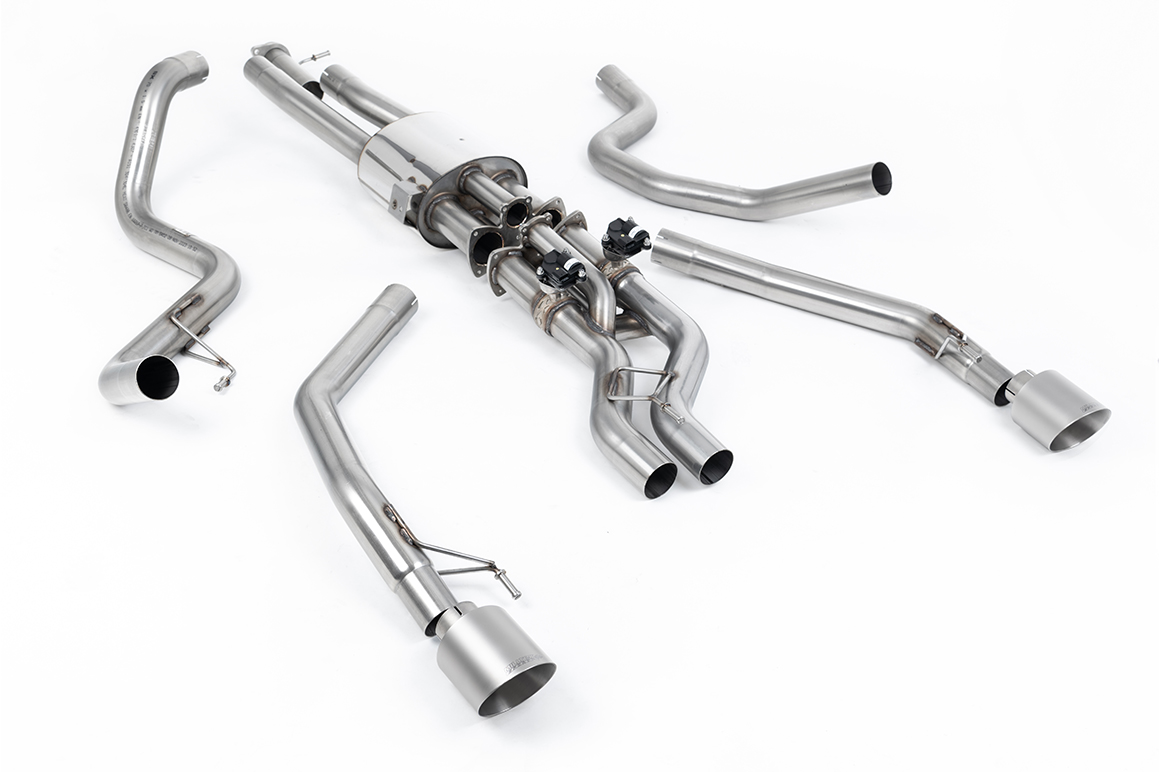 Ford Ranger Raptor Cat-back Valved  GT-115 Brushed Titanium Tips