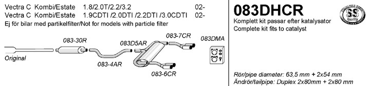 Simons Dual Power Uitlaatsysteem af kat. Opel Vectra C 2003>