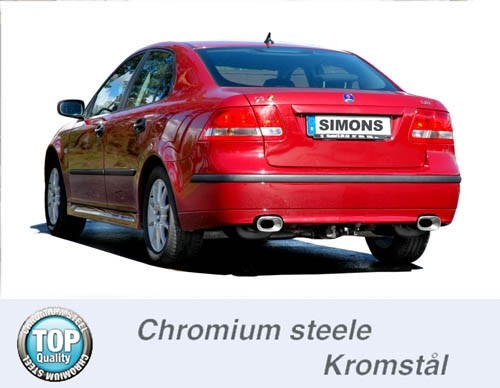 Simons Dual Power Uitlaatsysteem af kat. Saab 9-3 2003-2004
