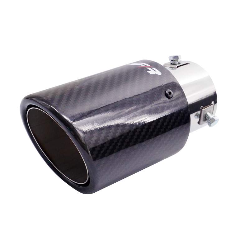 Simoni Racing Uitlaatsierstuk Rond/Schuin Glanzend-Carbon+RVS - Ø89xL170mm - Montage 38-63mm