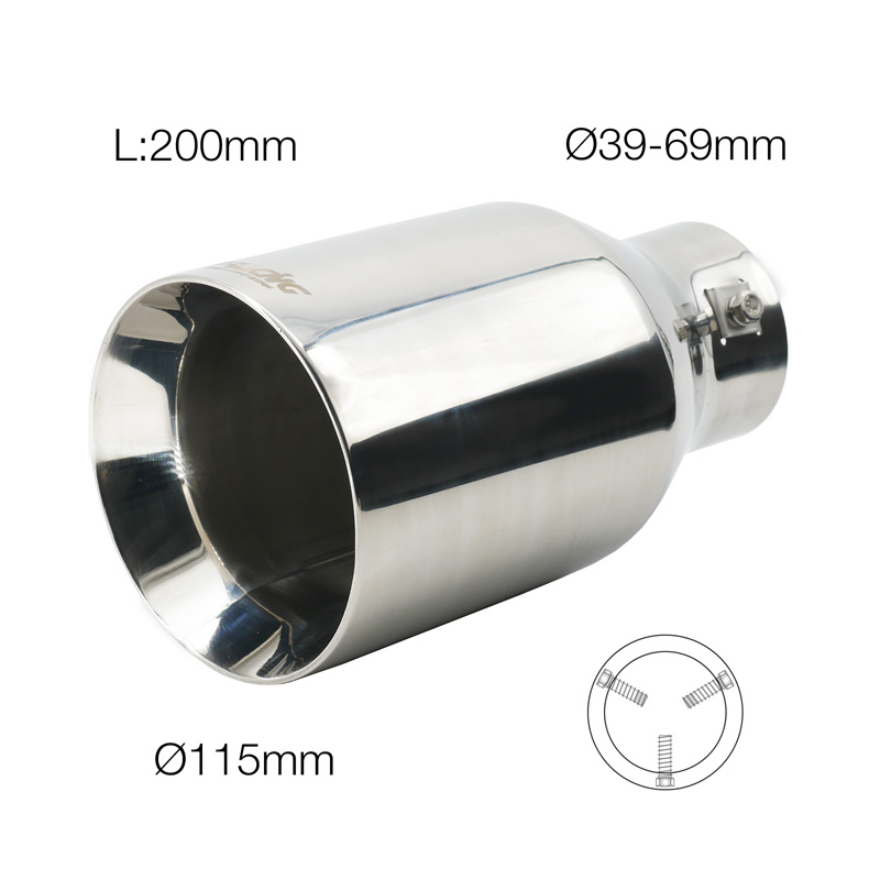 Simoni Racing Uitlaatsierstuk Rond RVS - Ø115xL200mm - Montage 39-69mm