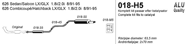 Simons Uitlaatsysteem af kat. Mazda 626 1991-1997