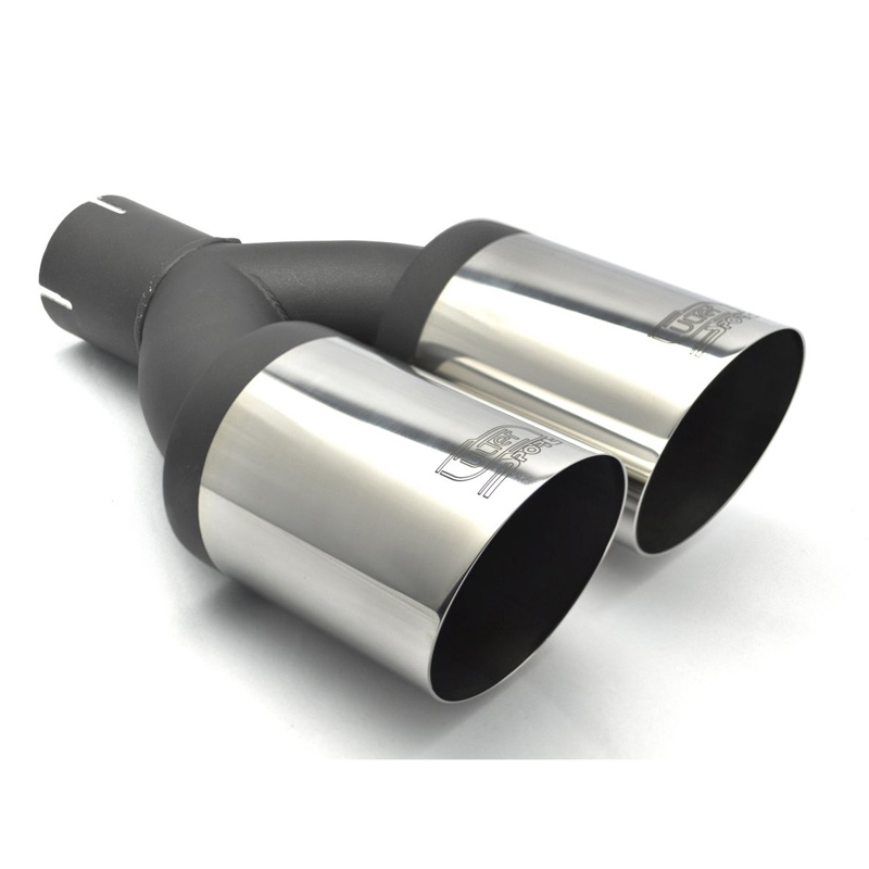 Ulter Sport Uitlaatsierstuk - Dubbel Rond Ø90mm Schuin  - Lengte 290mm - Montage ->50mm - RVS