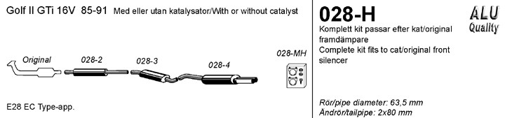 Simons Uitlaatsysteem VW Golf II GTI / G60 1985-1991 2x80