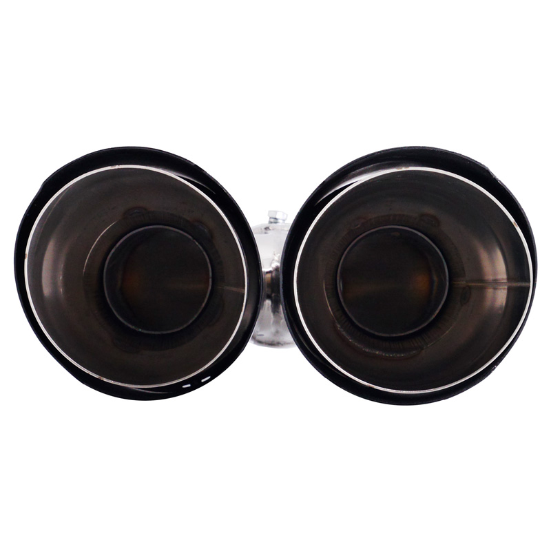 Simoni Racing Uitlaatsierstuk Dubbel Links Rond/Schuin RVS & Carbon - Ø102xL215-230mm - Montage ->40-63mm
