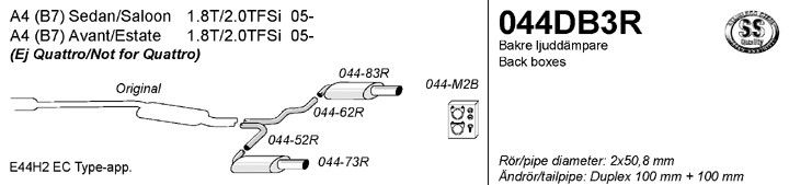 Simons Dual Power Einddemper Audi A4 B6 2005>