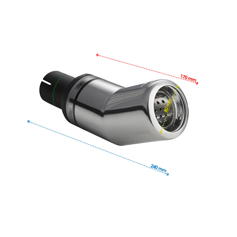 Ulter Sport Uitlaatsierstuk - Rond DTM Ø80mm - Lengte 170mm - Montage ->50mm - RVS