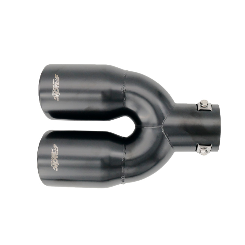 Simoni Racing Uitlaatsierstuk Dubbel Rond/Schuin RVS Zwart - Ø2x76xL240mm - Montage 34-60mm