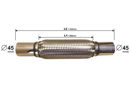 Flexibel Uitlaatstuk 208mm 45mm aansluiting