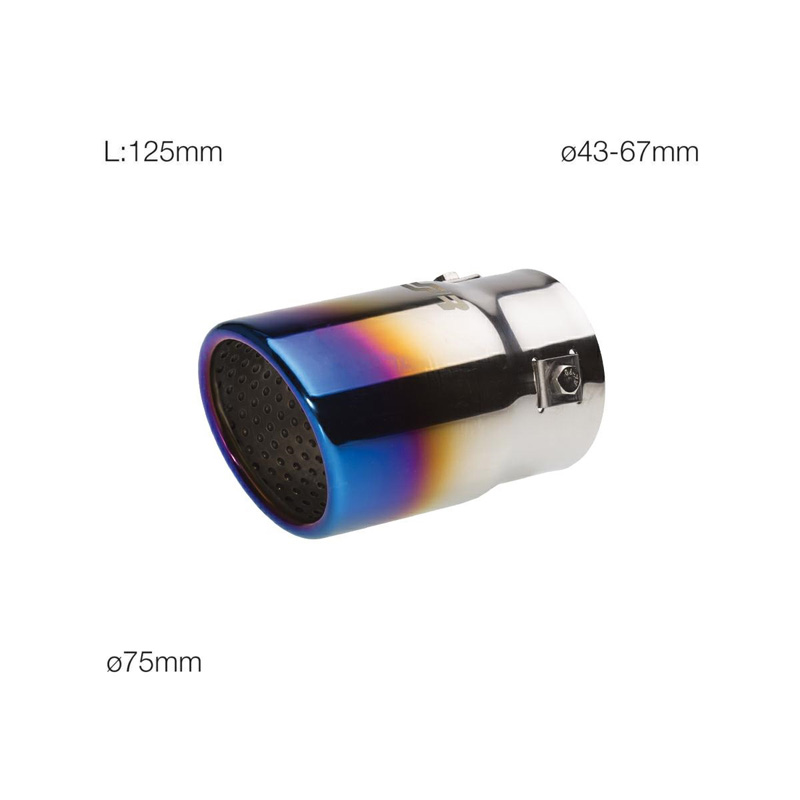 Simoni Racing Uitlaatsierstuk Rond/Schuin RVS/Titanium - Ø76xL128mm - Montage 43->67mm