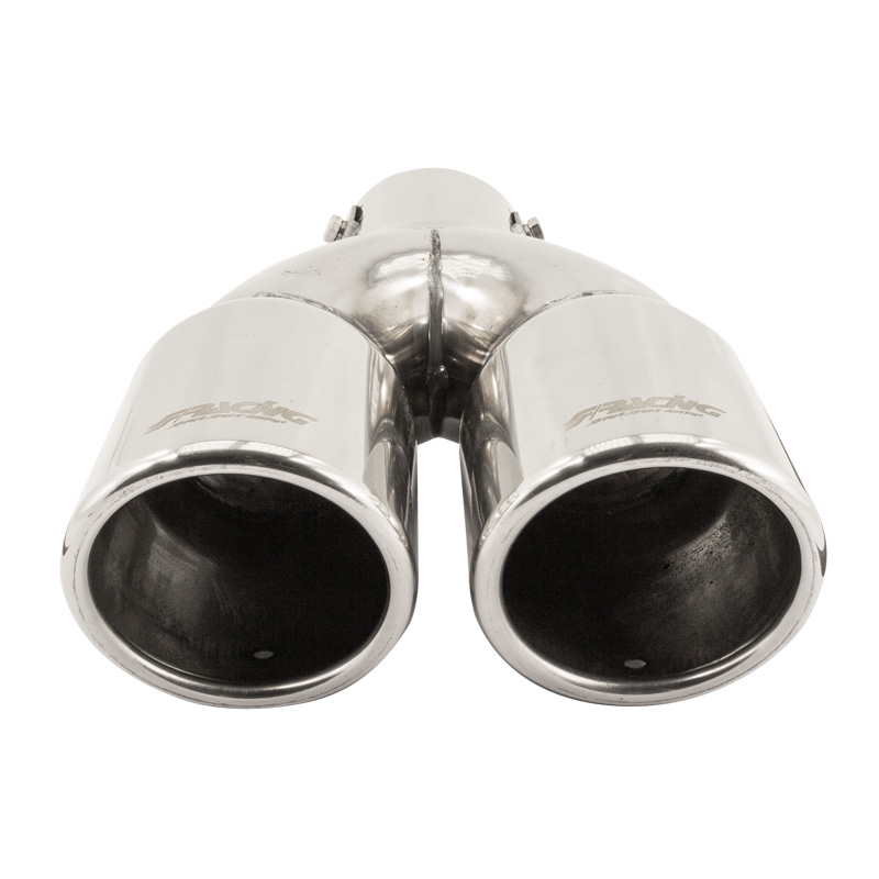 Simoni Racing Uitlaatsierstuk Dubbel Rond/Schuin RVS - Ø76xL230mm - Montage ->58mm
