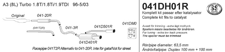 Simons Dual Power Performancesysteem af kat. Audi A3 8L 1996-200
