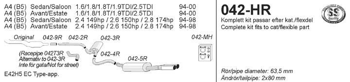 Simons Uitlaatsysteem Audi A4 B5 1994-1998