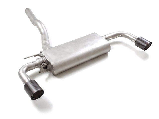 BMW 1series F40 128Ti Stainless steel rear silencer left/right each with round Carbon Shot tail pipe