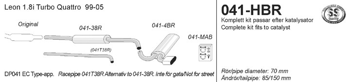 Simons Uitlaatsysteem af kat. Seat Leon 1999-2005