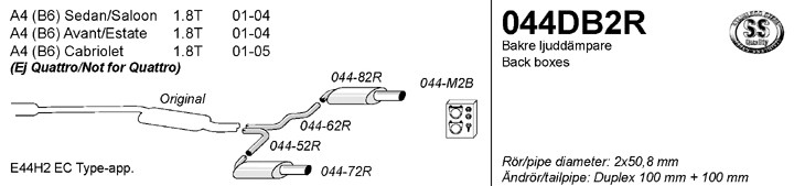 Simons Dual Power Einddemper Audi A4 B6 2001-2004