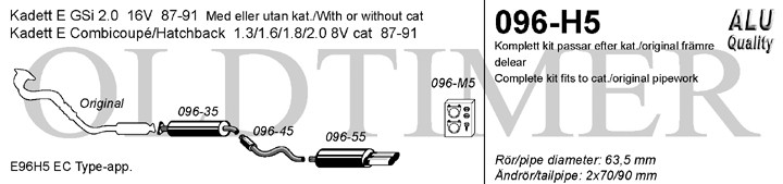 Simons Uitlaatsysteem af kat. Opel Kadett E 1987-1992