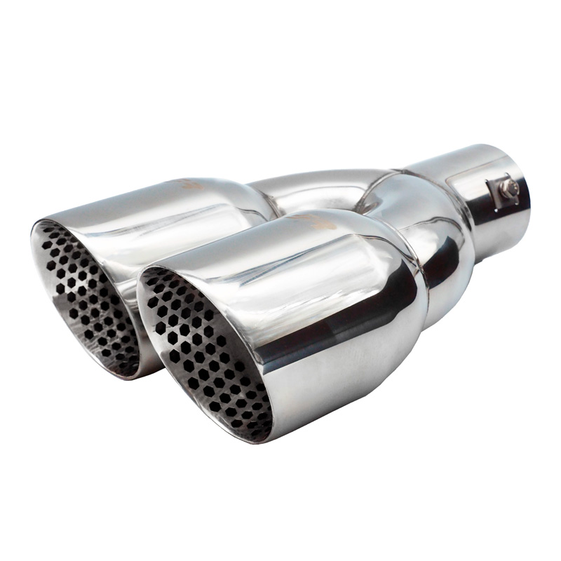 Simoni Racing Uitlaatsierstuk Dubbel Rond/Schuin RVS - Ø90xL245mm - Montage 35->61mm