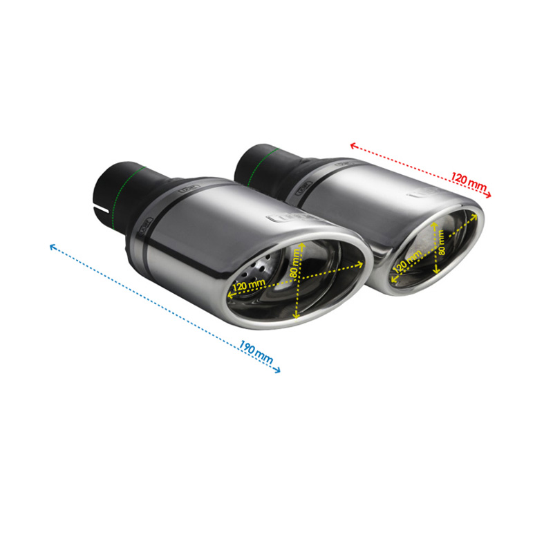 Ulter Sport Uitlaatsierstuk (links) - Ovaal 120x80mm - Lengte 120mm - Montage ->50mm - RVS