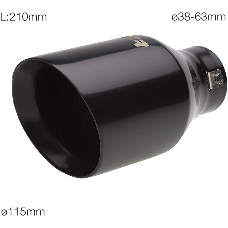 Simoni Racing Uitlaatsierstuk Rond/Schuin RVS Zwart - Ø115xL210mm - Montage 38-63mm
