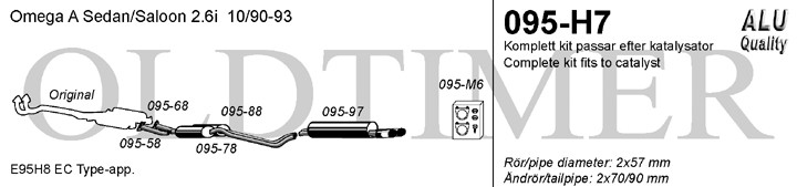 Simons Uitlaatsysteem af kat. Opel Omega A 1990-1994