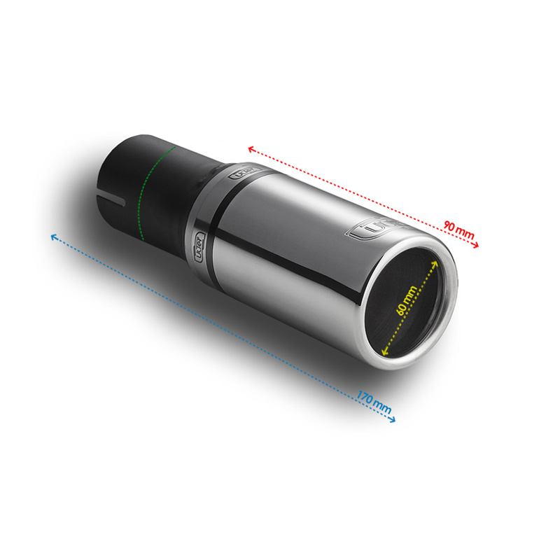 Ulter Sport Uitlaatsierstuk - Rond Ø60mm - Lengte 90mm - Montage ->50mm - RVS