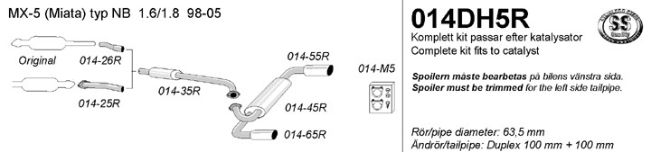 Simons Dual Power Uitlaatsysteem af kat. Mazda MX5 NB 1998-2005
