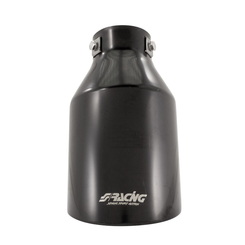Simoni Racing Uitlaatsierstuk Rond/Schuin RVS Zwart - Ø115xL210mm - Montage 38-63mm