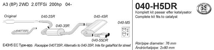 Simons Uitlaatsysteem af kat. VW Golf V 2005>