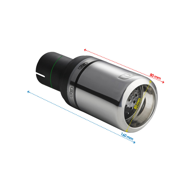 Ulter Sport Uitlaatsierstuk - Rond Ø80mm Big Rim - Lengte 80mm - Montage ->50mm - RVS