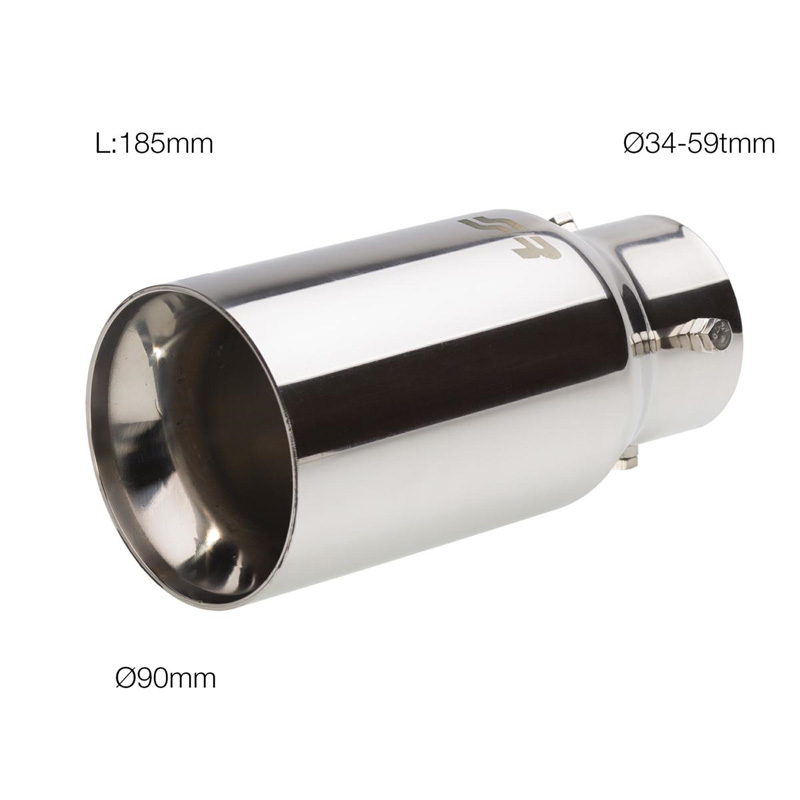 Simoni Racing Uitlaatsierstuk Rond/Recht RVS - Ø90xL185mm - Montage 34-59mm