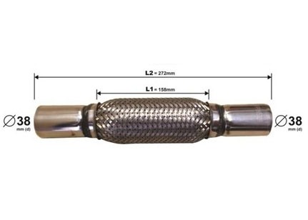 Flexibel Uitlaatstuk 158mm 38mm aansluiting